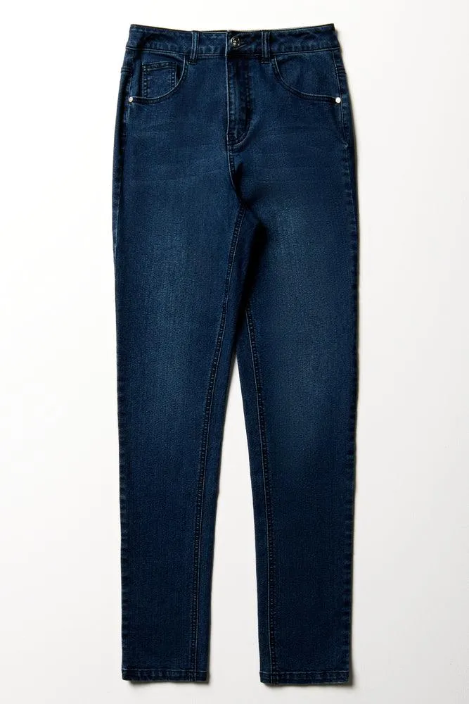 5 Pocket Skinny Denim Jeans Dark Blue