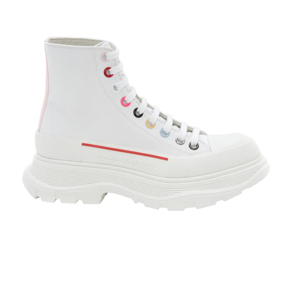 Alexander McQueen Wmns Tread Slick Boot 'White Multi-Colored Eyelets'