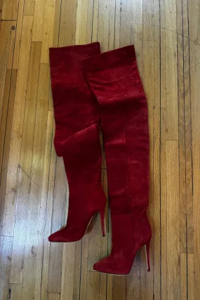 Allora OTK Boot in Oxblood Suede - Press sample