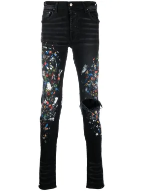 AMIRI Paint Print Distressed Skinny Jeans