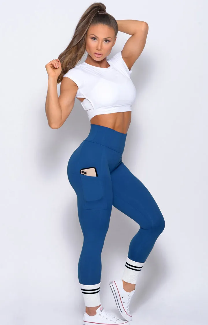 Angle Sock Blue Leggings With Pockets