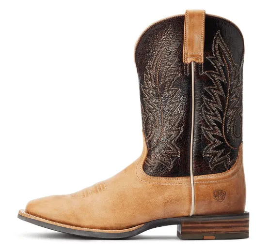 Ariat Men's Riding High Tan & Brick Square Toe Cowboy Boot 10042469