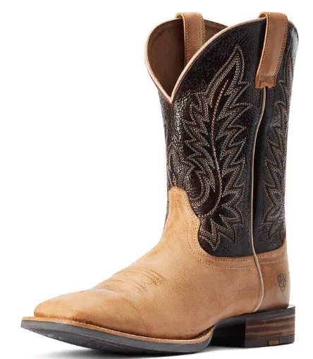 Ariat Men's Riding High Tan & Brick Square Toe Cowboy Boot 10042469