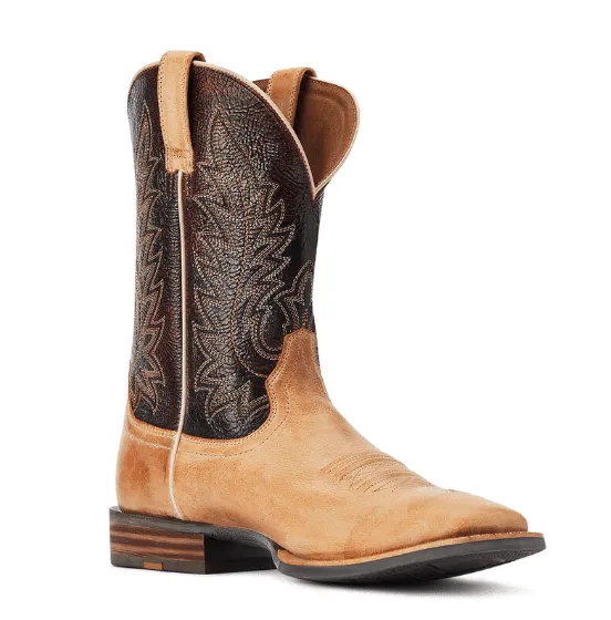 Ariat Men's Riding High Tan & Brick Square Toe Cowboy Boot 10042469