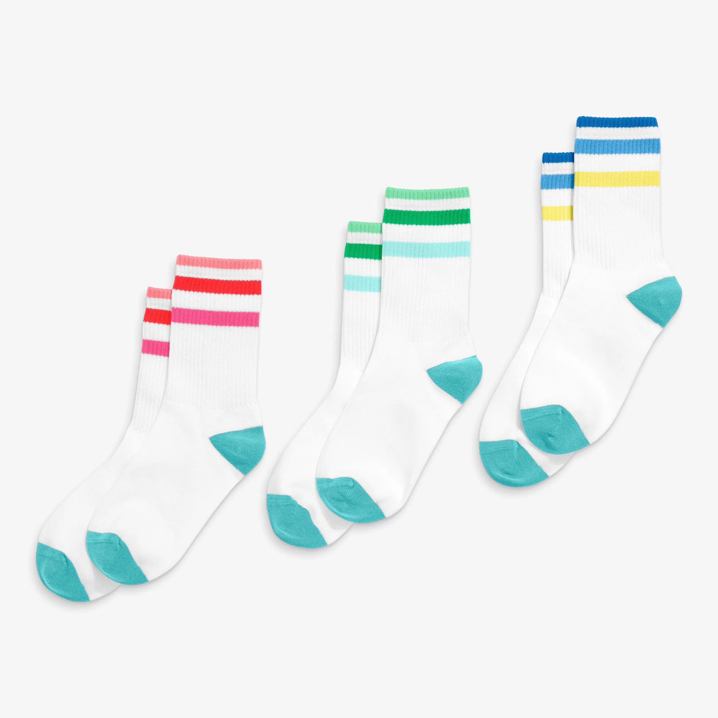 Athletic sock 3-pack in rainbow ringer mix