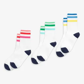 Athletic sock 3-pack in rainbow ringer mix