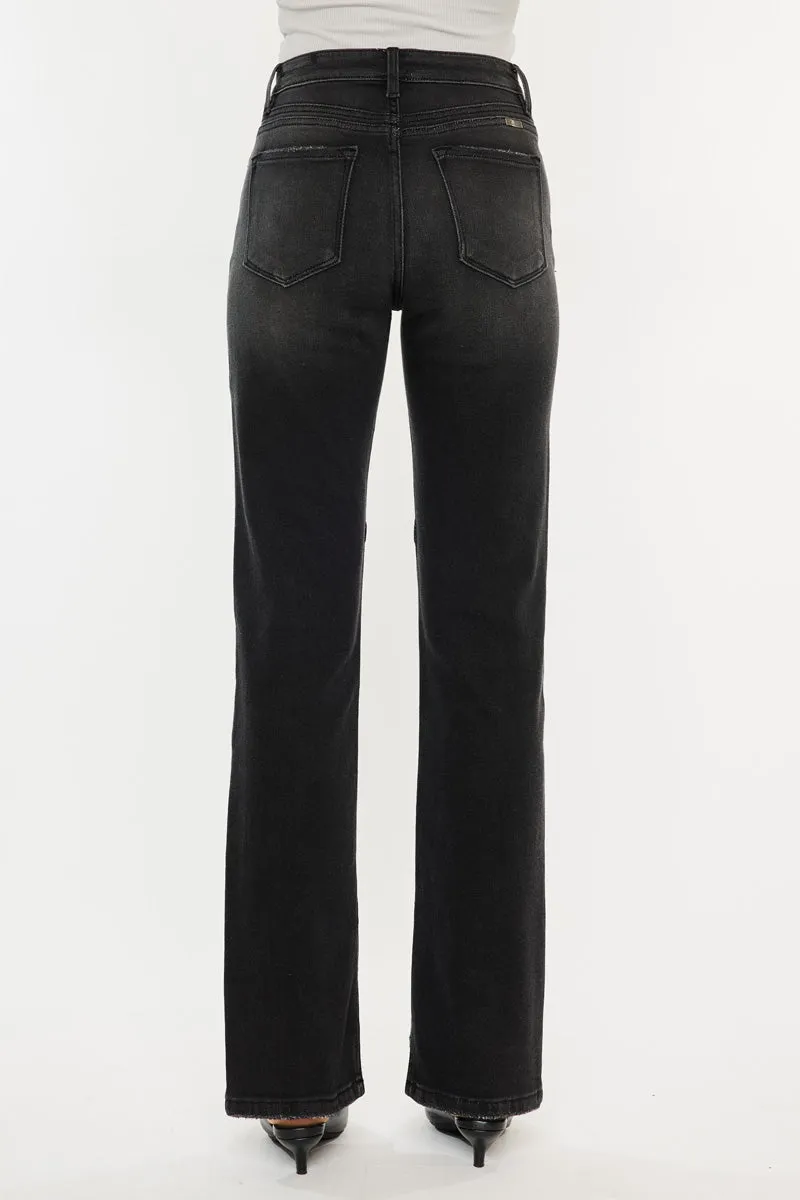 Berry High Rise Slit Straight Leg Jeans