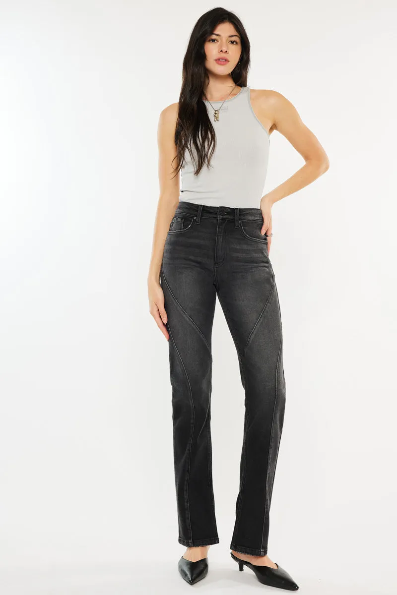 Berry High Rise Slit Straight Leg Jeans