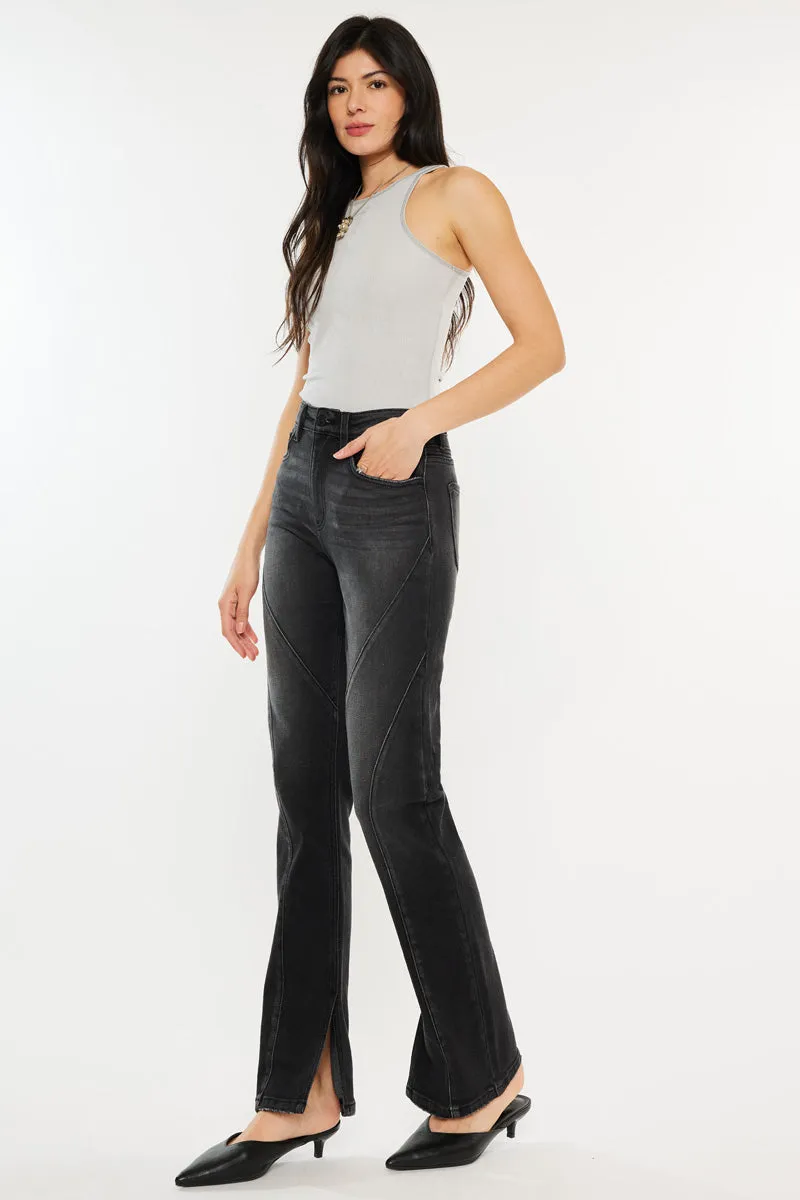 Berry High Rise Slit Straight Leg Jeans