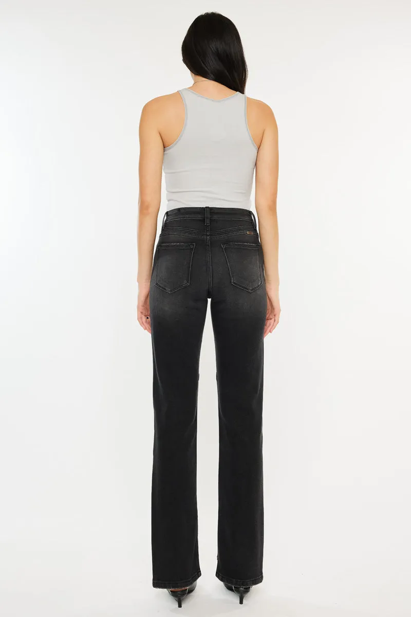 Berry High Rise Slit Straight Leg Jeans