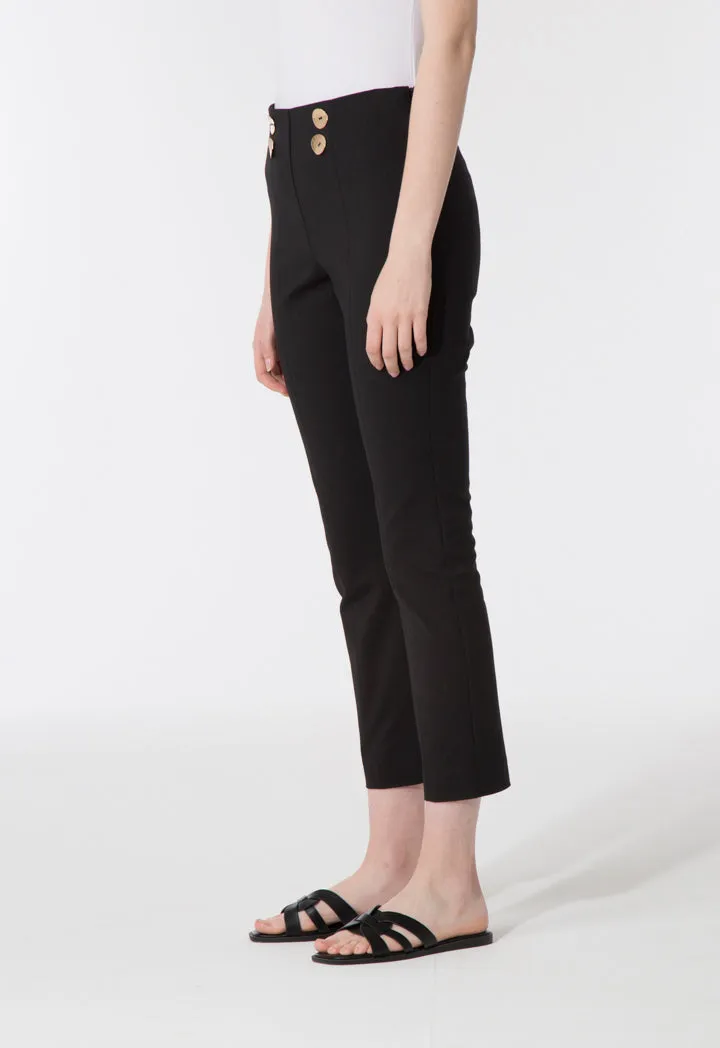 Black Button Front Trouser