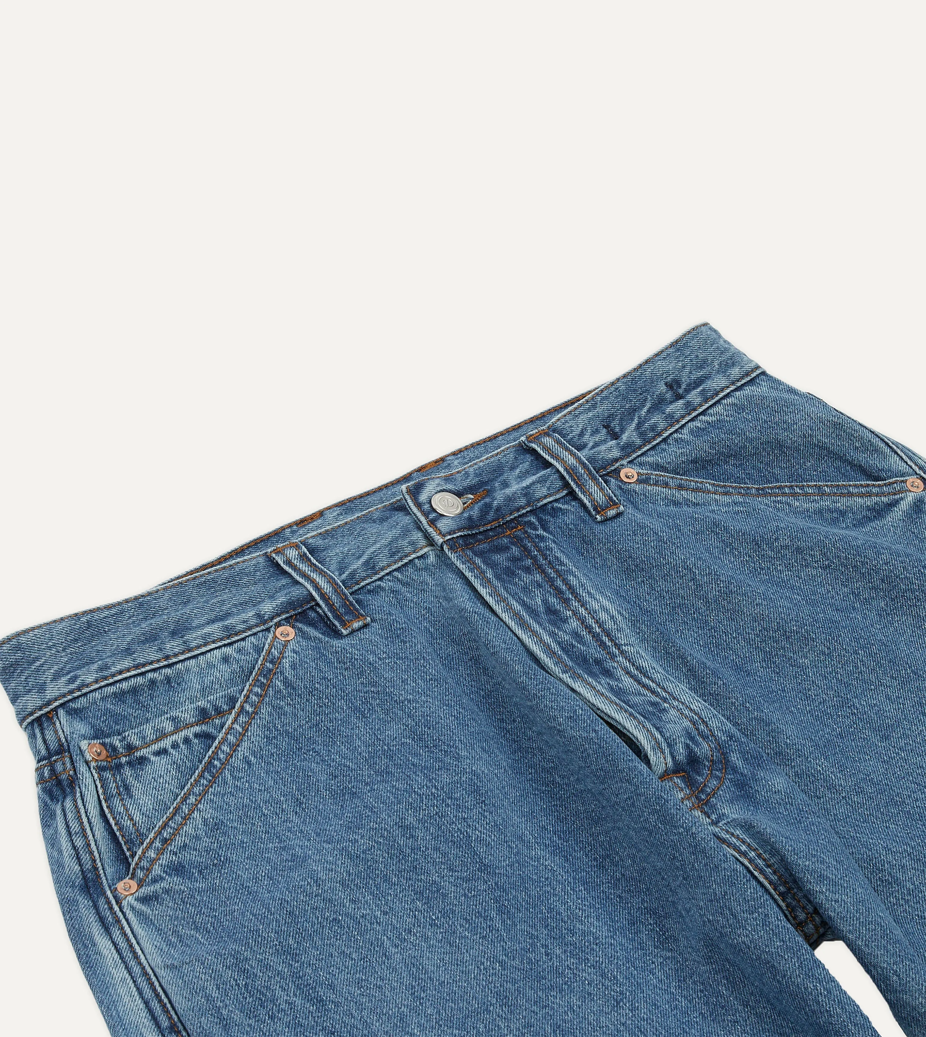 Bleach Wash 13oz Denim Five-Pocket Jeans