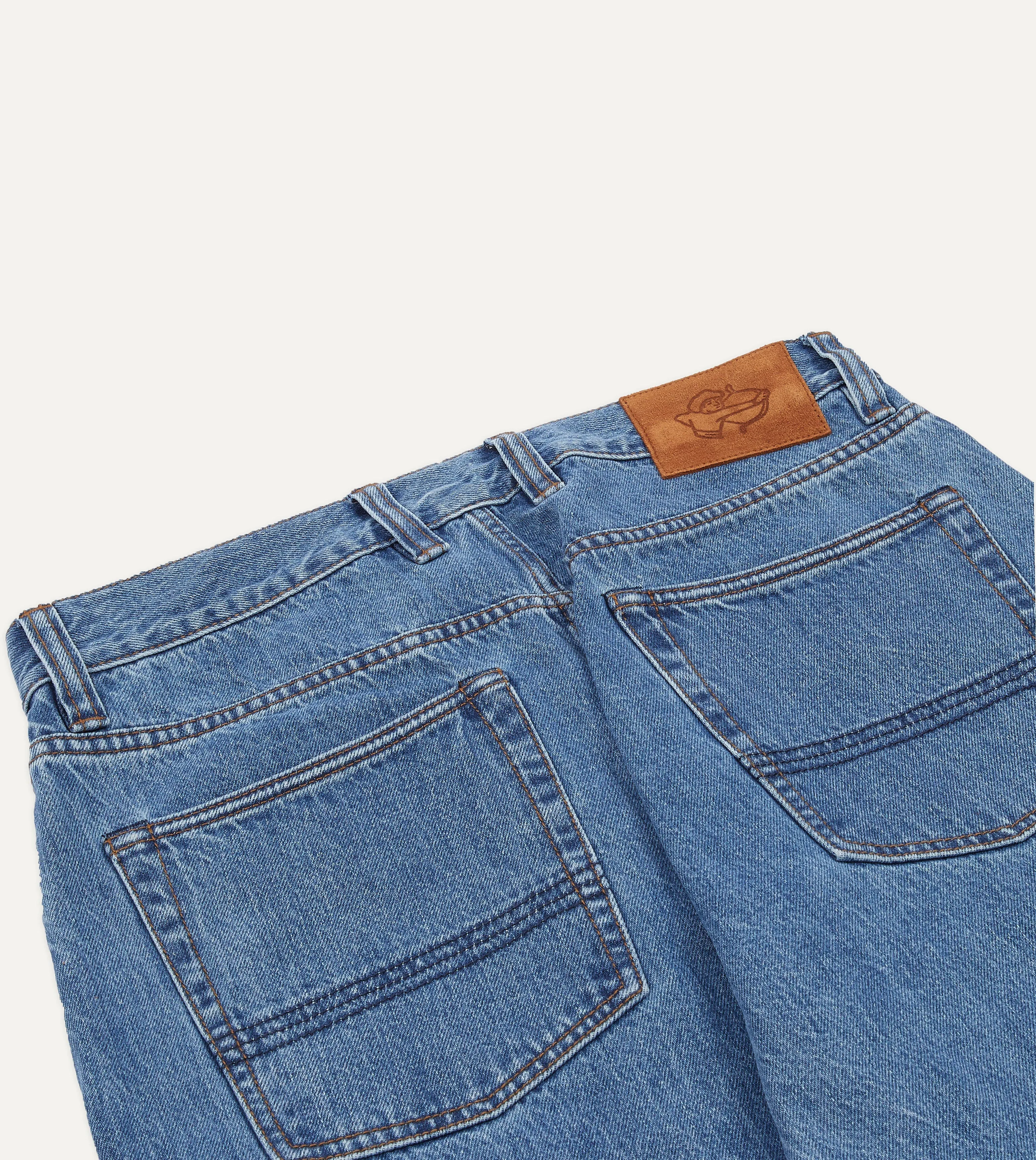 Bleach Wash 13oz Denim Five-Pocket Jeans