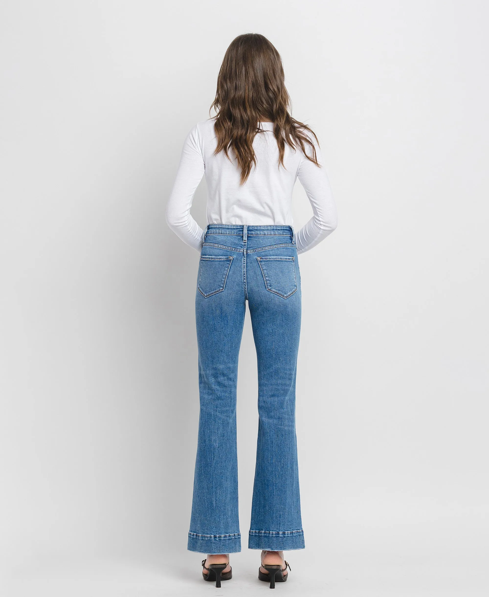 Blue Lotus - High Rise Trouser Hem Relaxed Flare Jeans