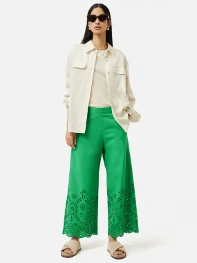 Broderie Beach Trouser | Green