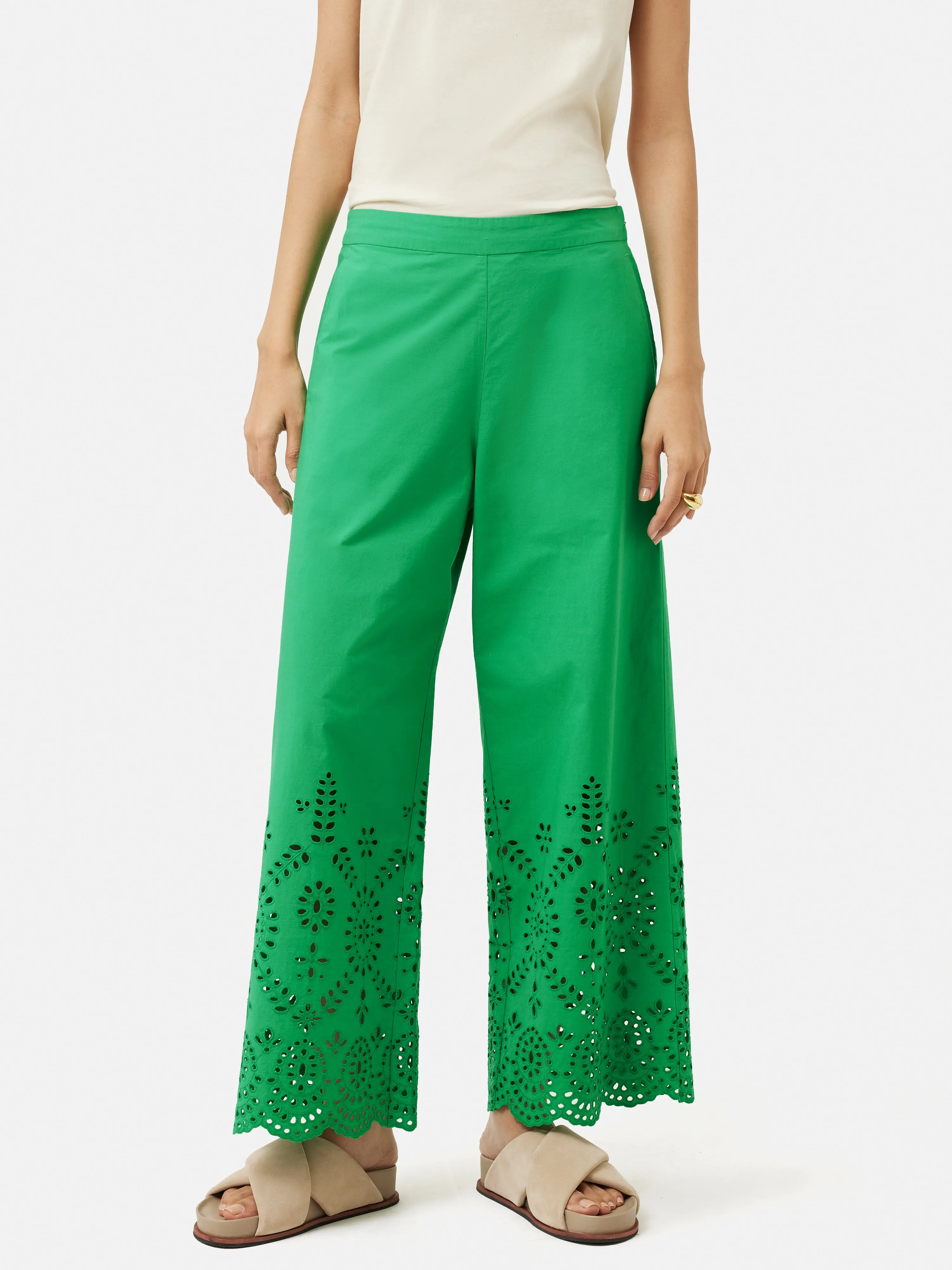 Broderie Beach Trouser | Green