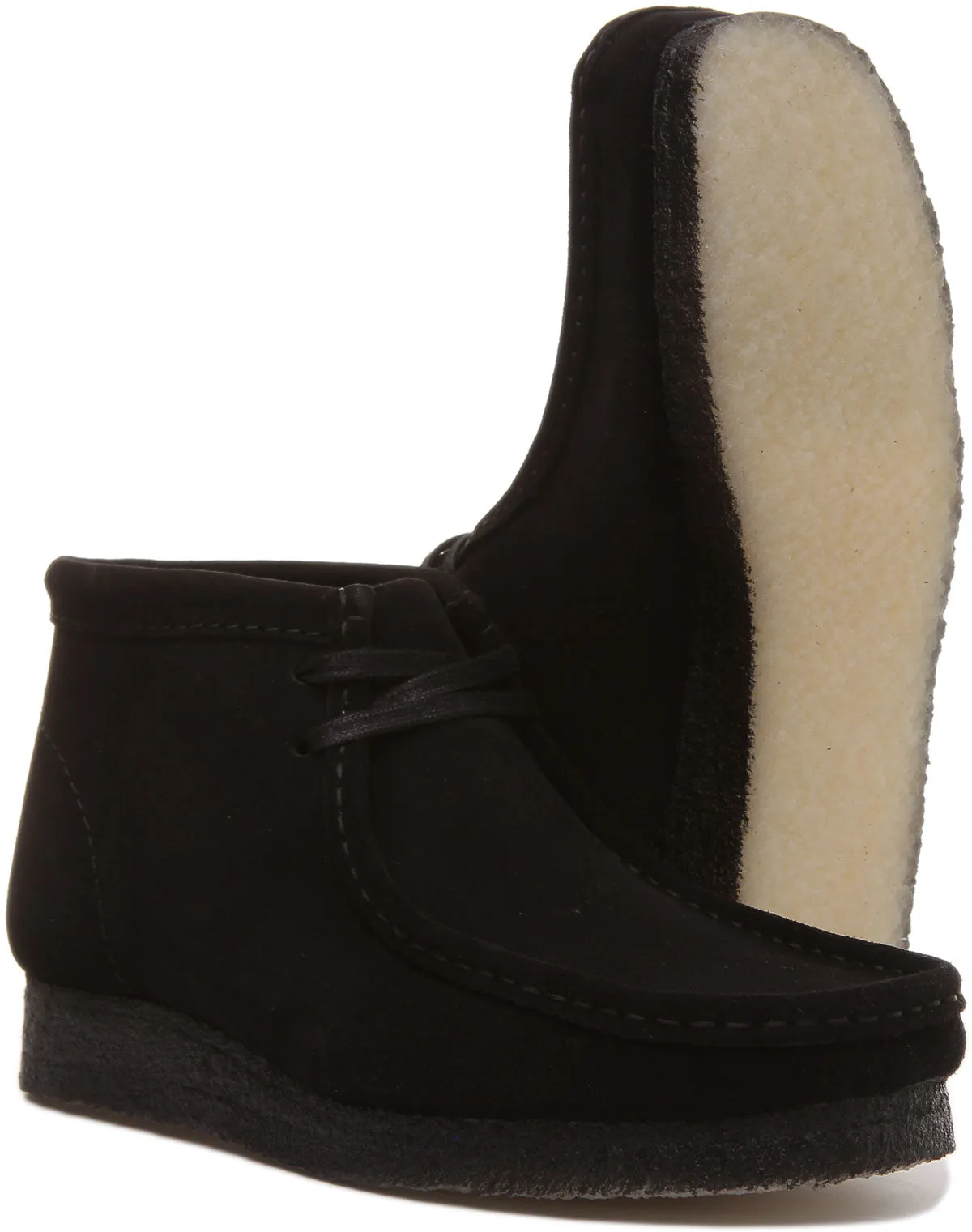 Clarks Originals Wallabee Boot In Black Suede For Men