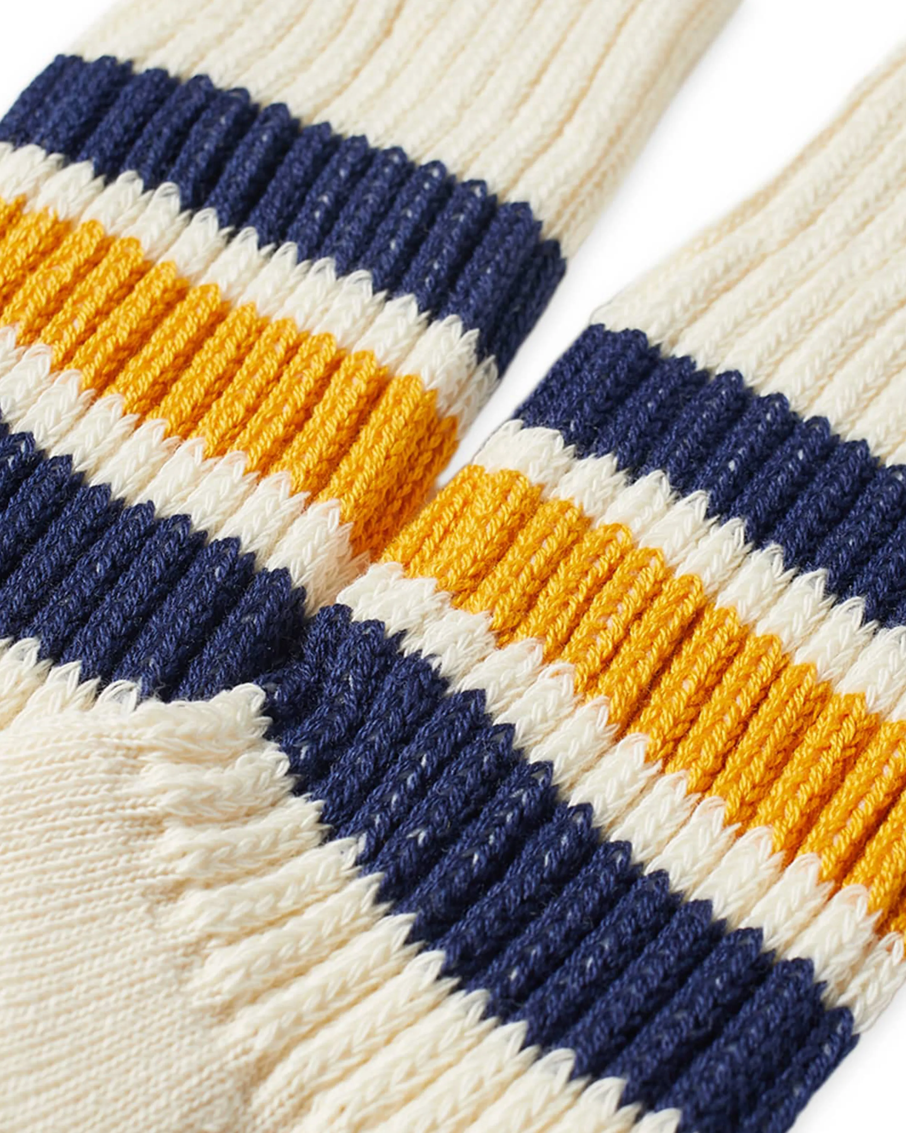 Coarse Ribbed Oldschool Crew Sock - Navy / Yellow