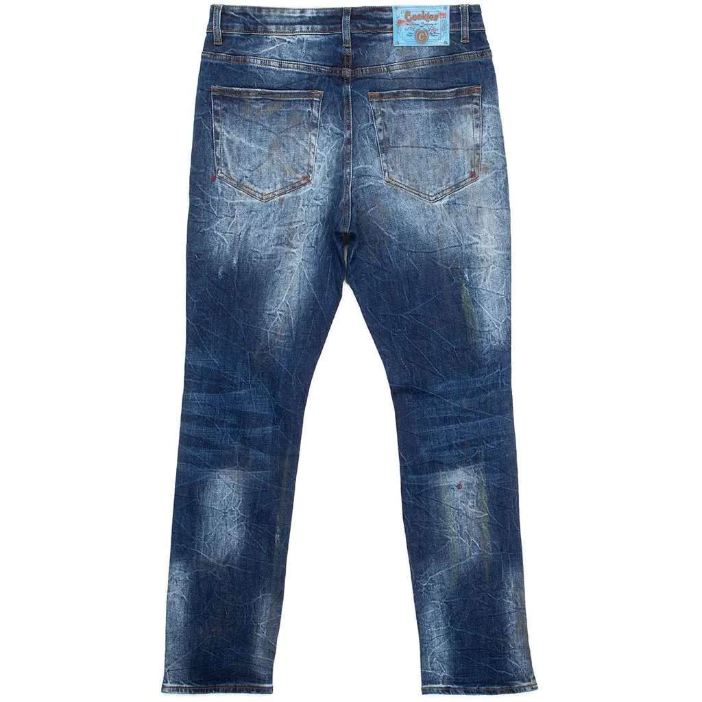 Core Modern Slim Straight Destroyed Indigo Denim Jeans