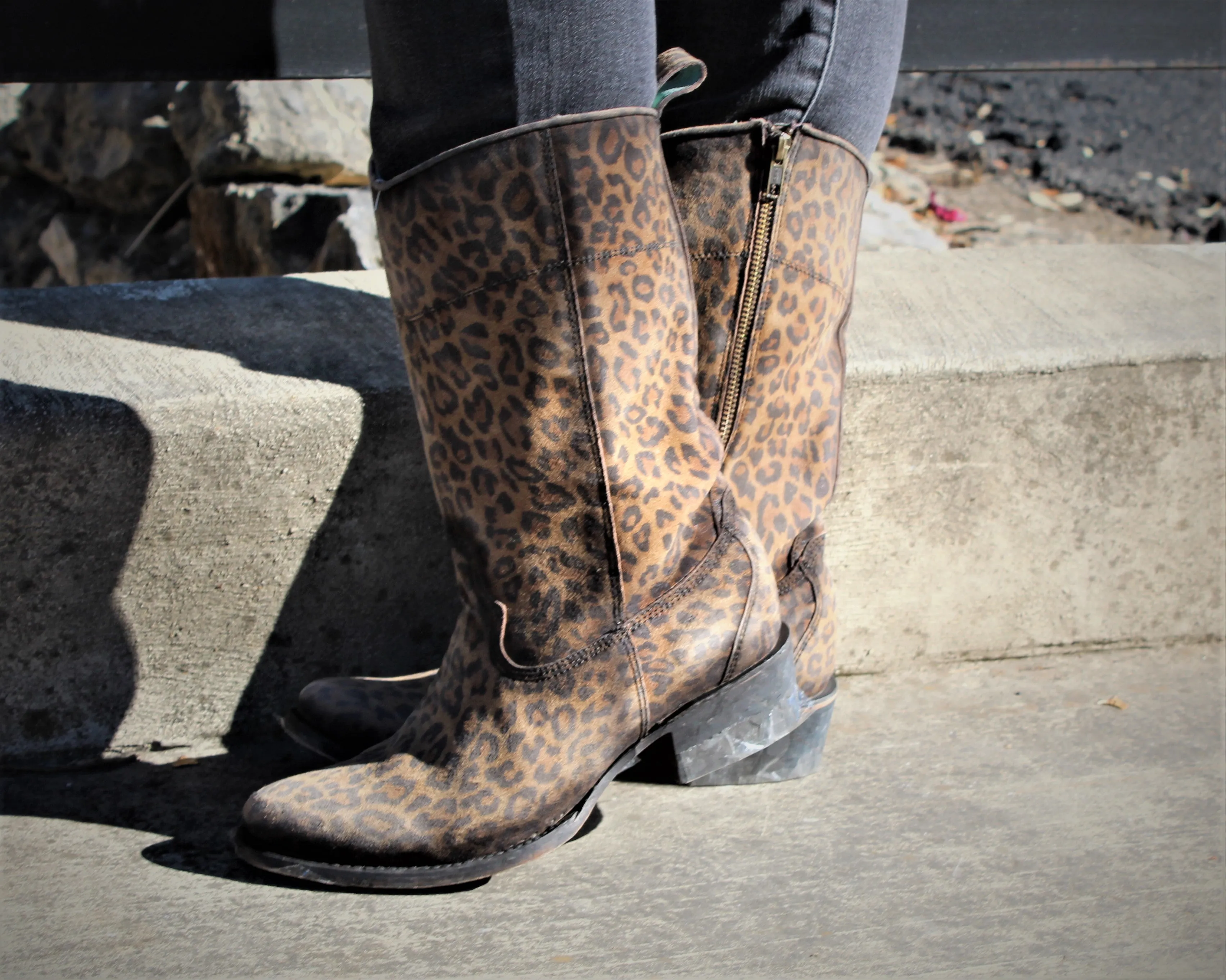 Corral Tall Leopard Round Toe Boot