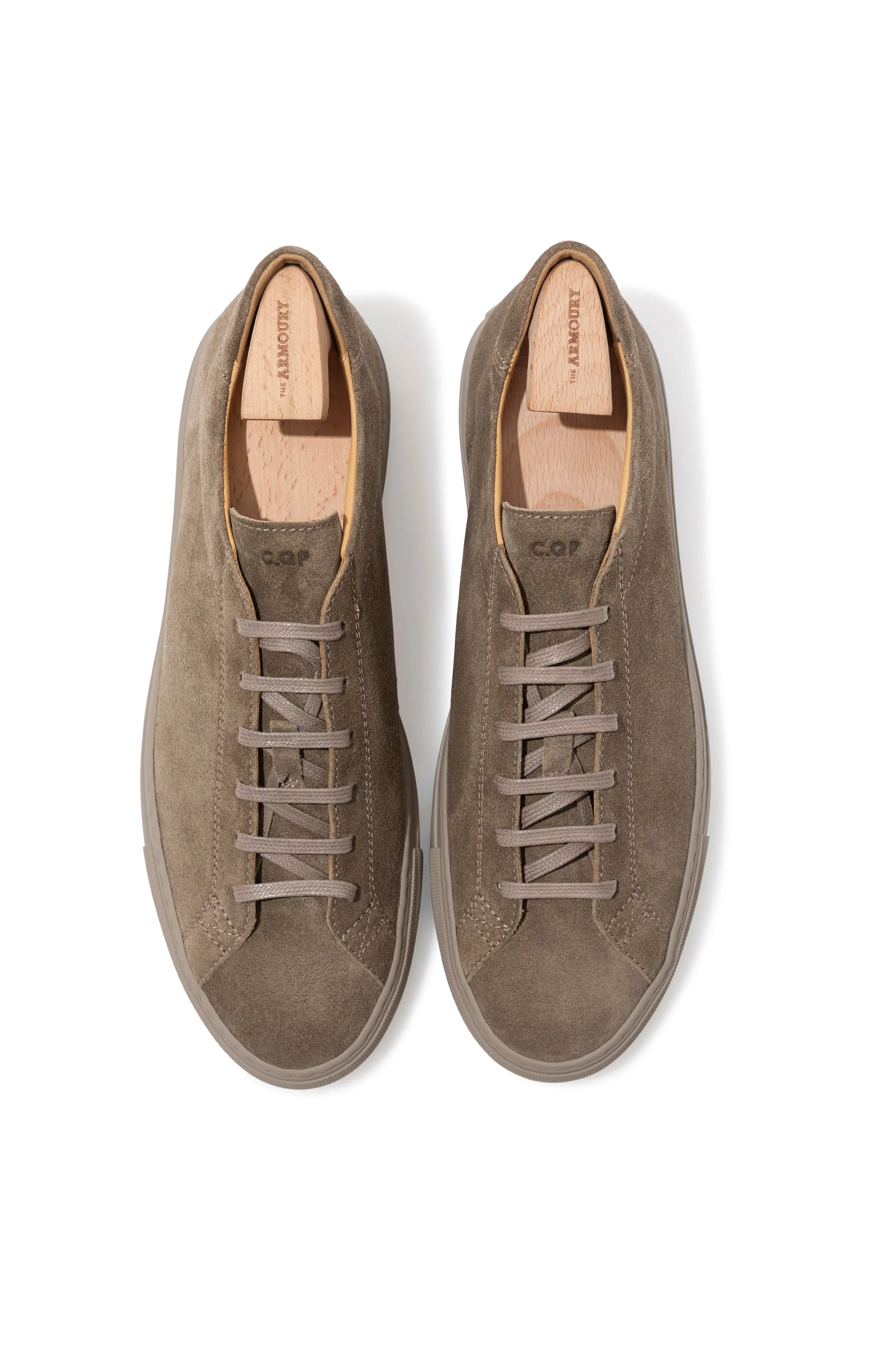 C.QP Racquet Sr Ebony Khaki Suede Lined Sneakers