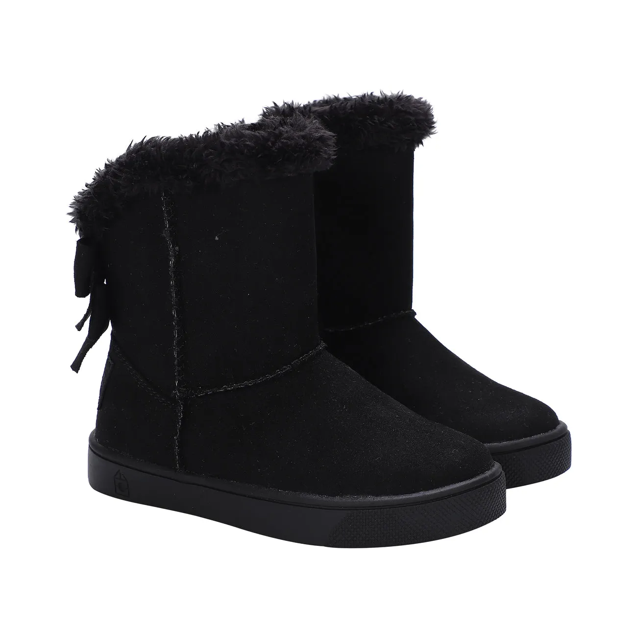 Daniela Faux Fur Boot with Bows | Black