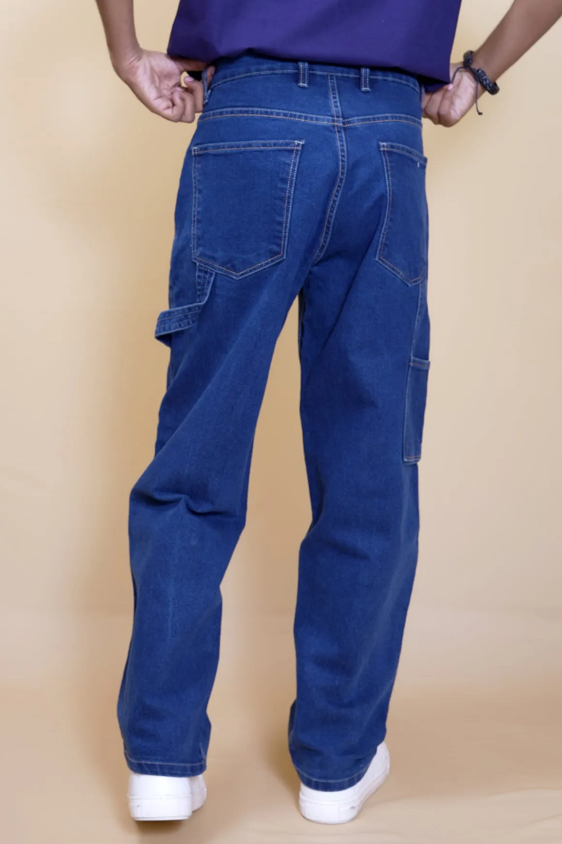 Dark Blue Baggy Straight Fit Carpenter Jeans[UNISEX]