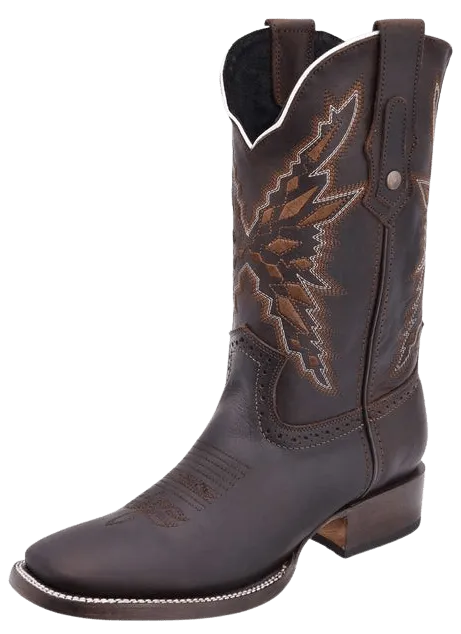 Dark Brown Crazy Leather Square Toe Rodeo Boot