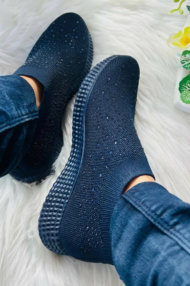 Diamante Stud Sock Trainers