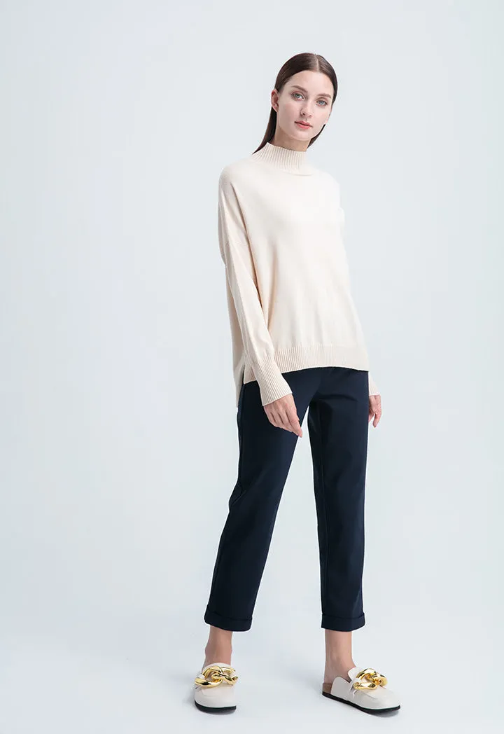 Folded Hem Solid Basic Trouser