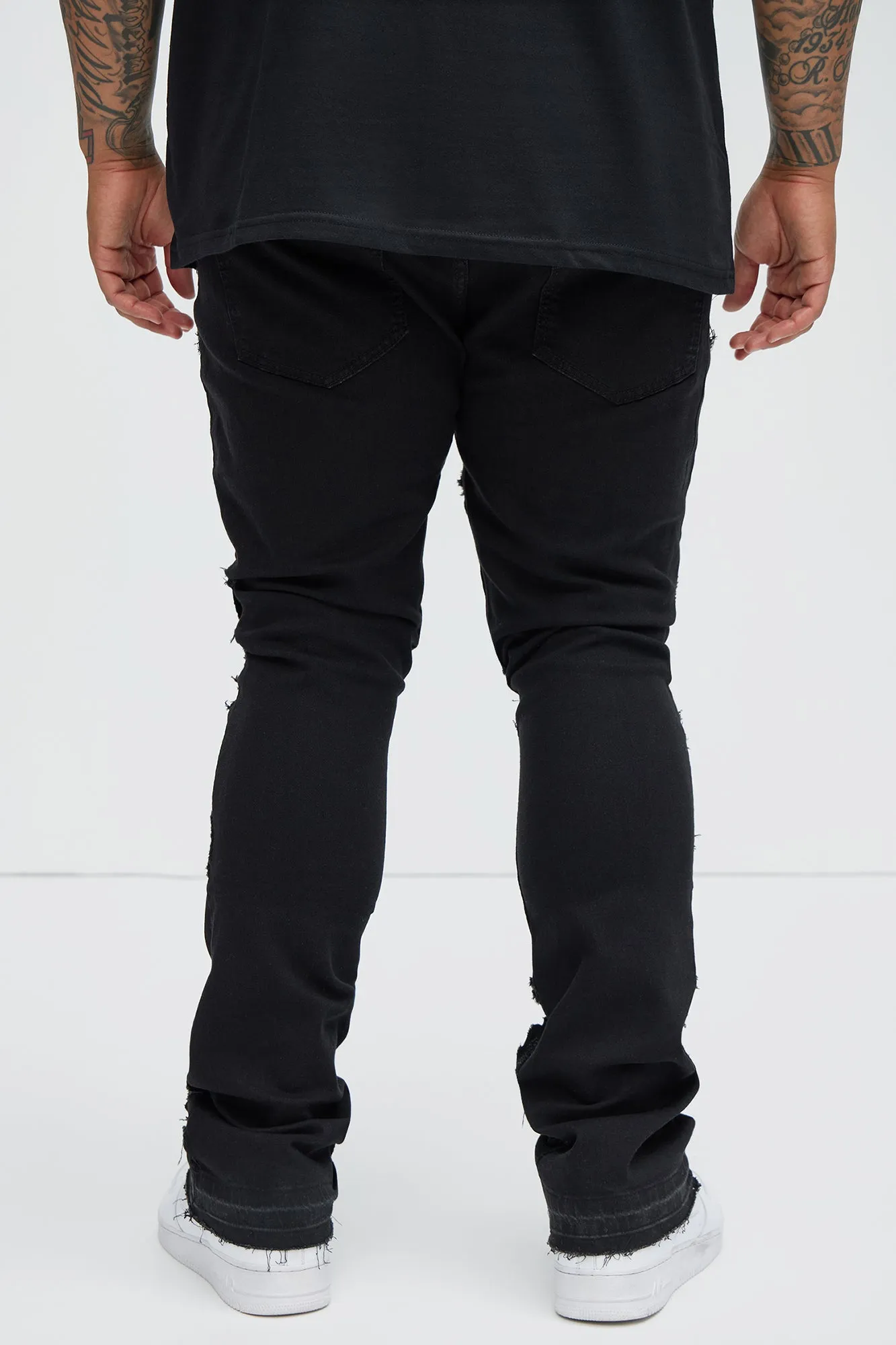 Fray All Ways Stacked Skinny Flare Jeans - Black