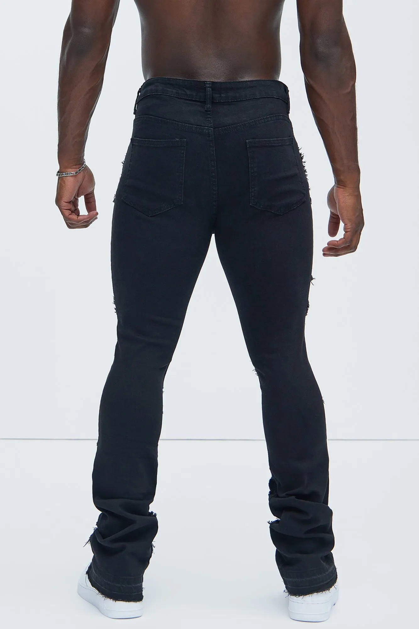 Fray All Ways Stacked Skinny Flare Jeans - Black