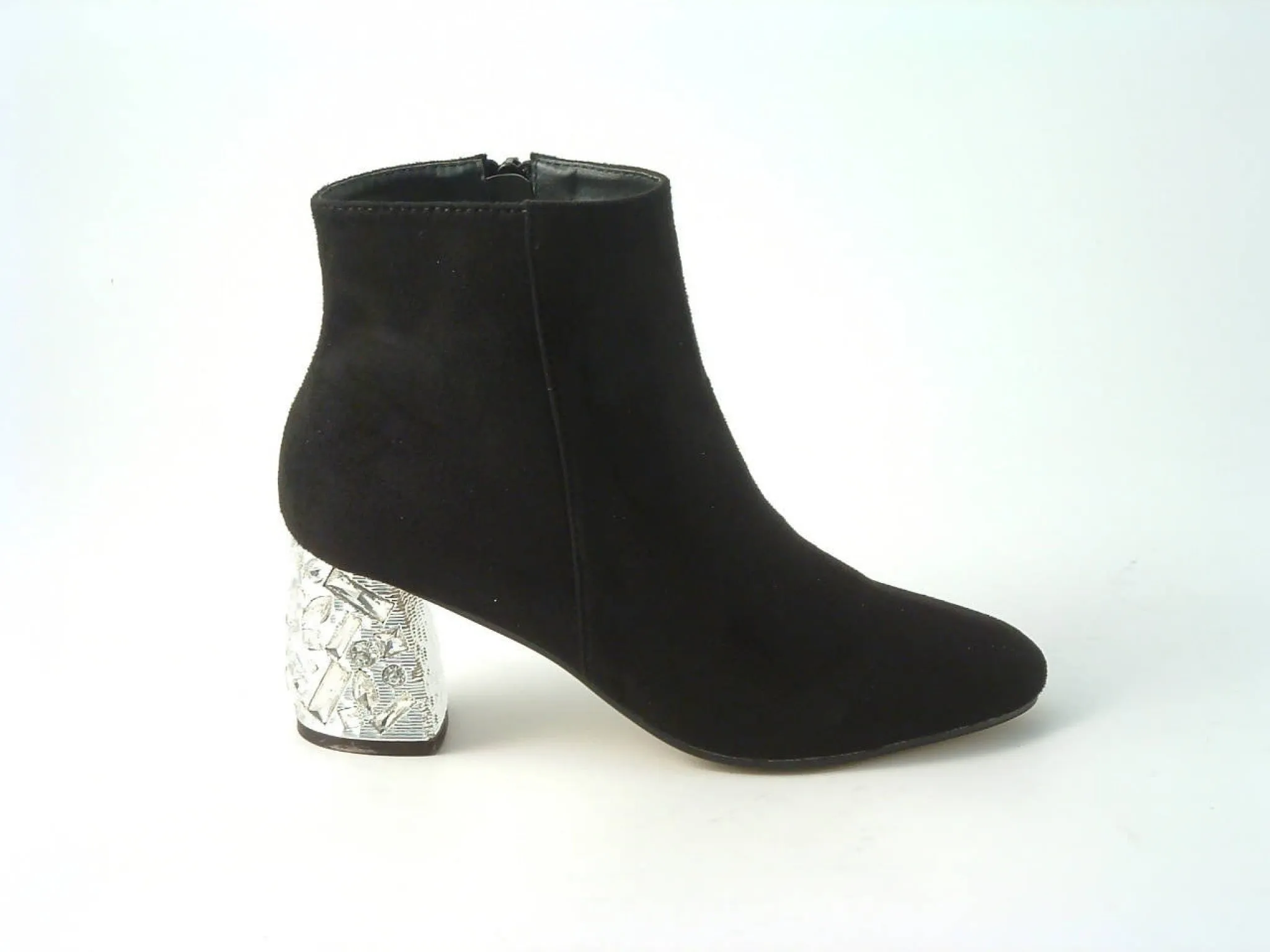 Glitz Shoes Sabatine Glitter Heel Suede Ankle Boot