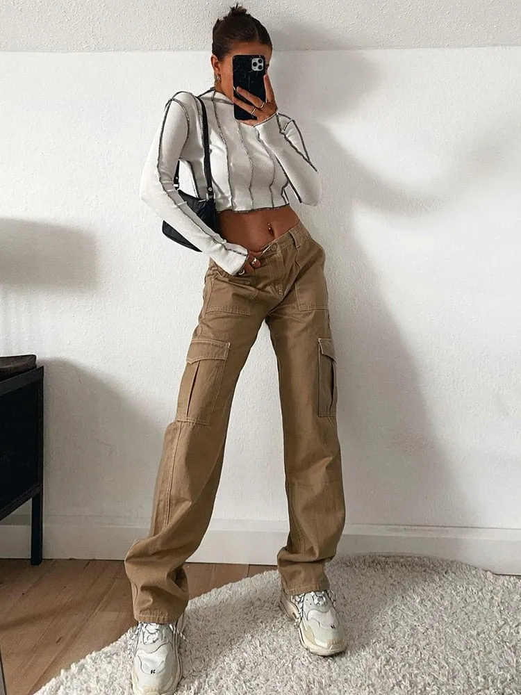 Graduation Gifts Baggy High Waist Jeans Woman 90s Streetwear Straight Cargo Pants Casual Mom Boyfriend Wide Leg Denim Trousers Capri