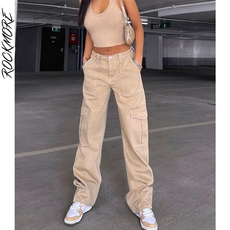 Graduation Gifts Baggy High Waist Jeans Woman 90s Streetwear Straight Cargo Pants Casual Mom Boyfriend Wide Leg Denim Trousers Capri