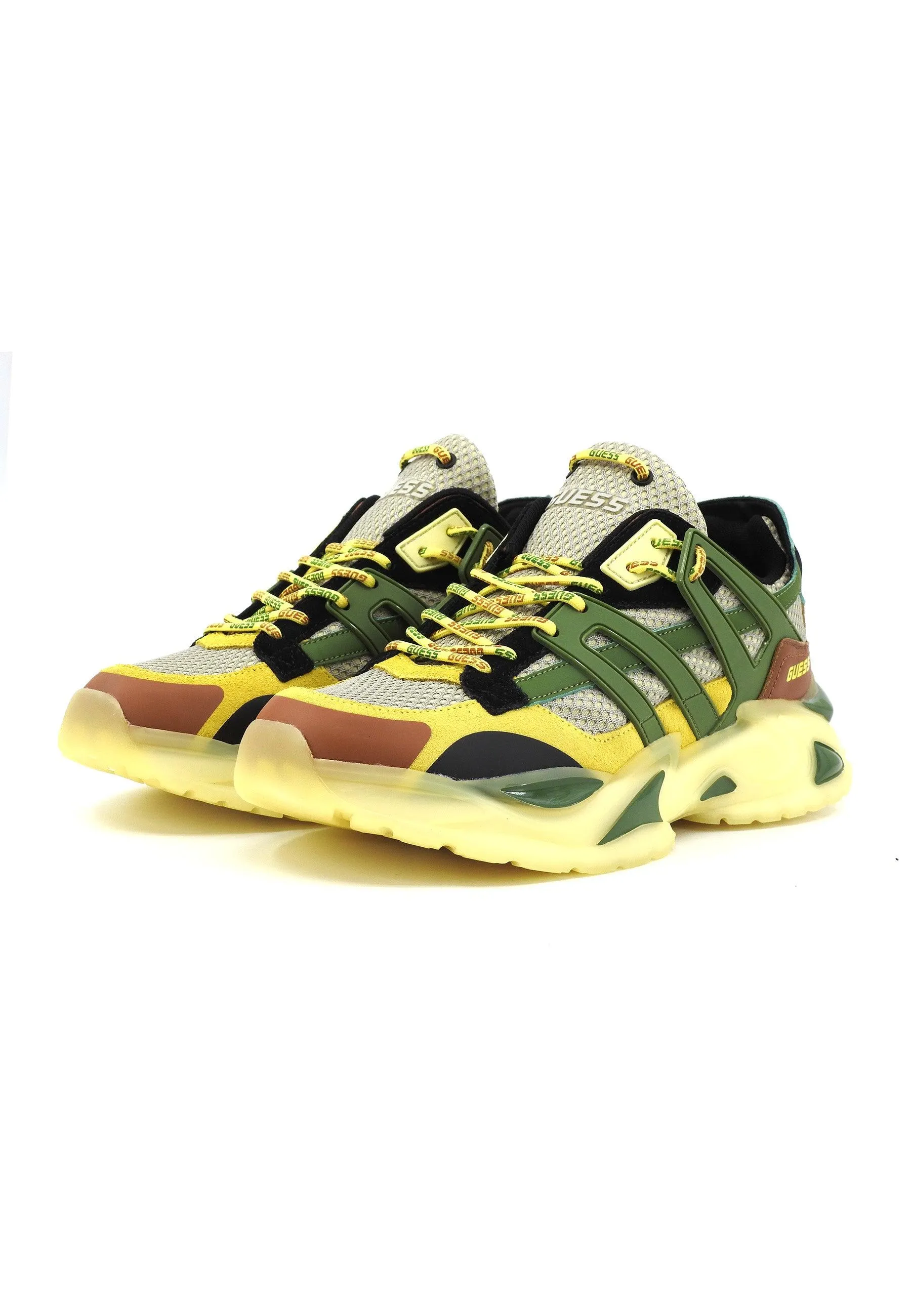 GUESS Sneaker Uomo Yellow Green Brown FMPBELFAP12