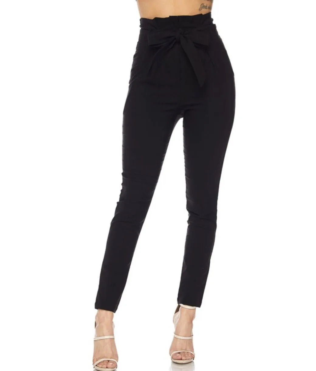 High waisted trouser with tie belt