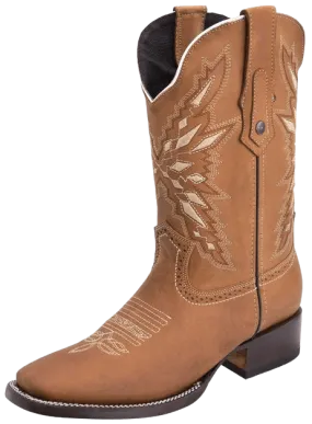 Light Honey Crazy Leather Square Toe Rodeo Boot