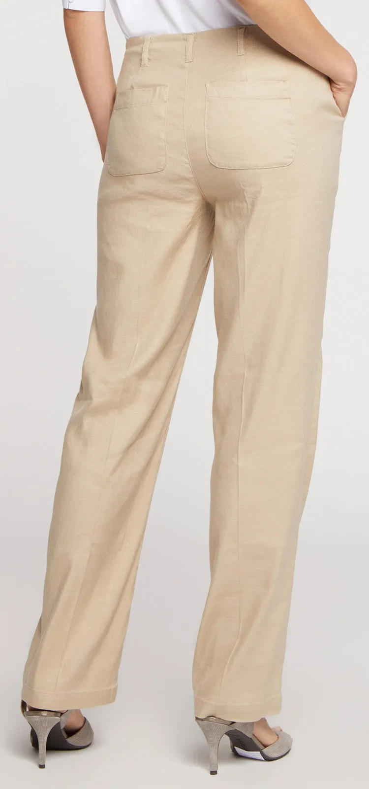 Marilyn Trouser Beige Stretch Linnen | Straw