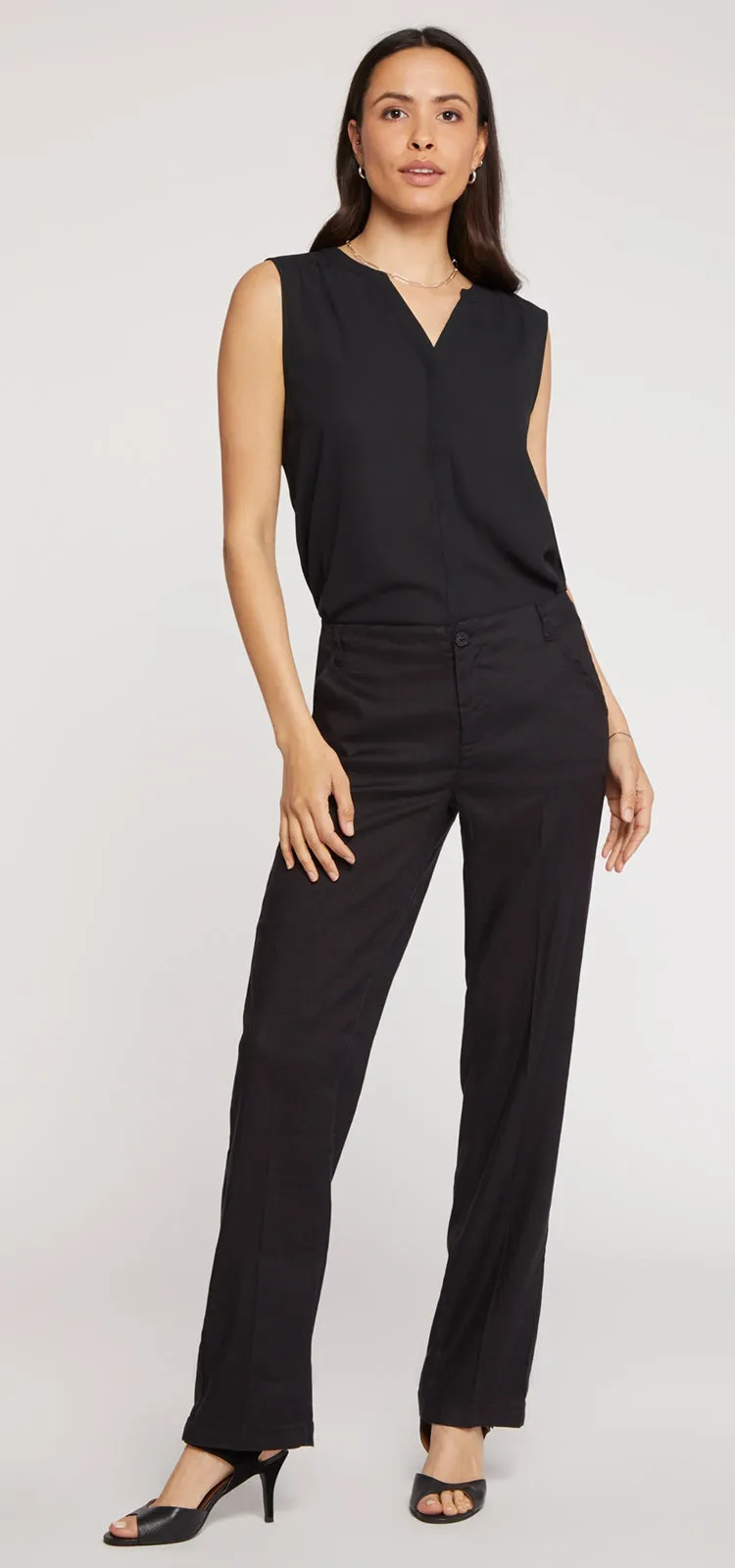 Marilyn Trouser Zwart Stretch Linnen | Black