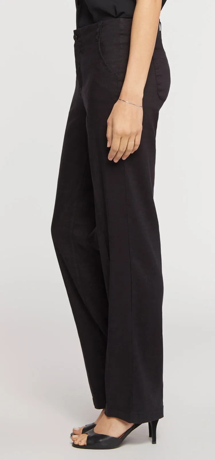 Marilyn Trouser Zwart Stretch Linnen | Black