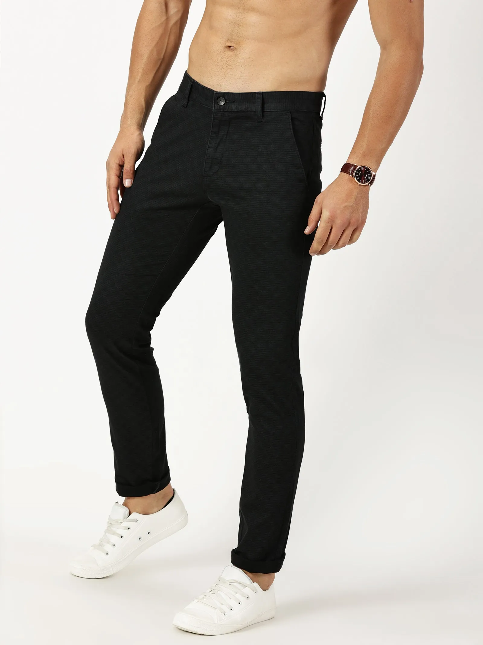 MEN'S BLACK PRINT JASON FIT TROUSER