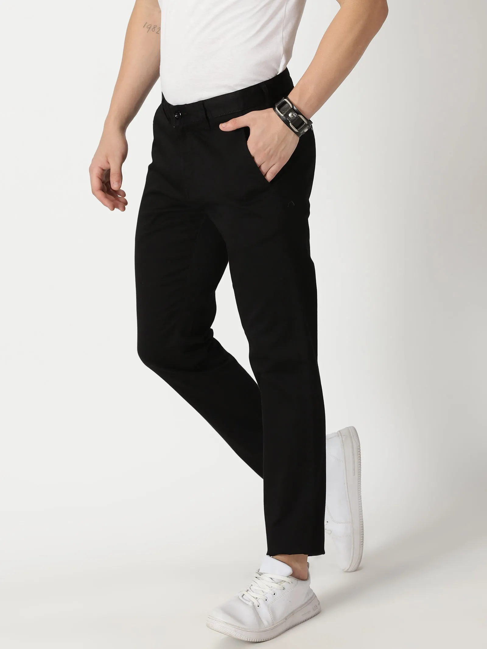 MEN'S BLACK SOLID JASON FIT TROUSER