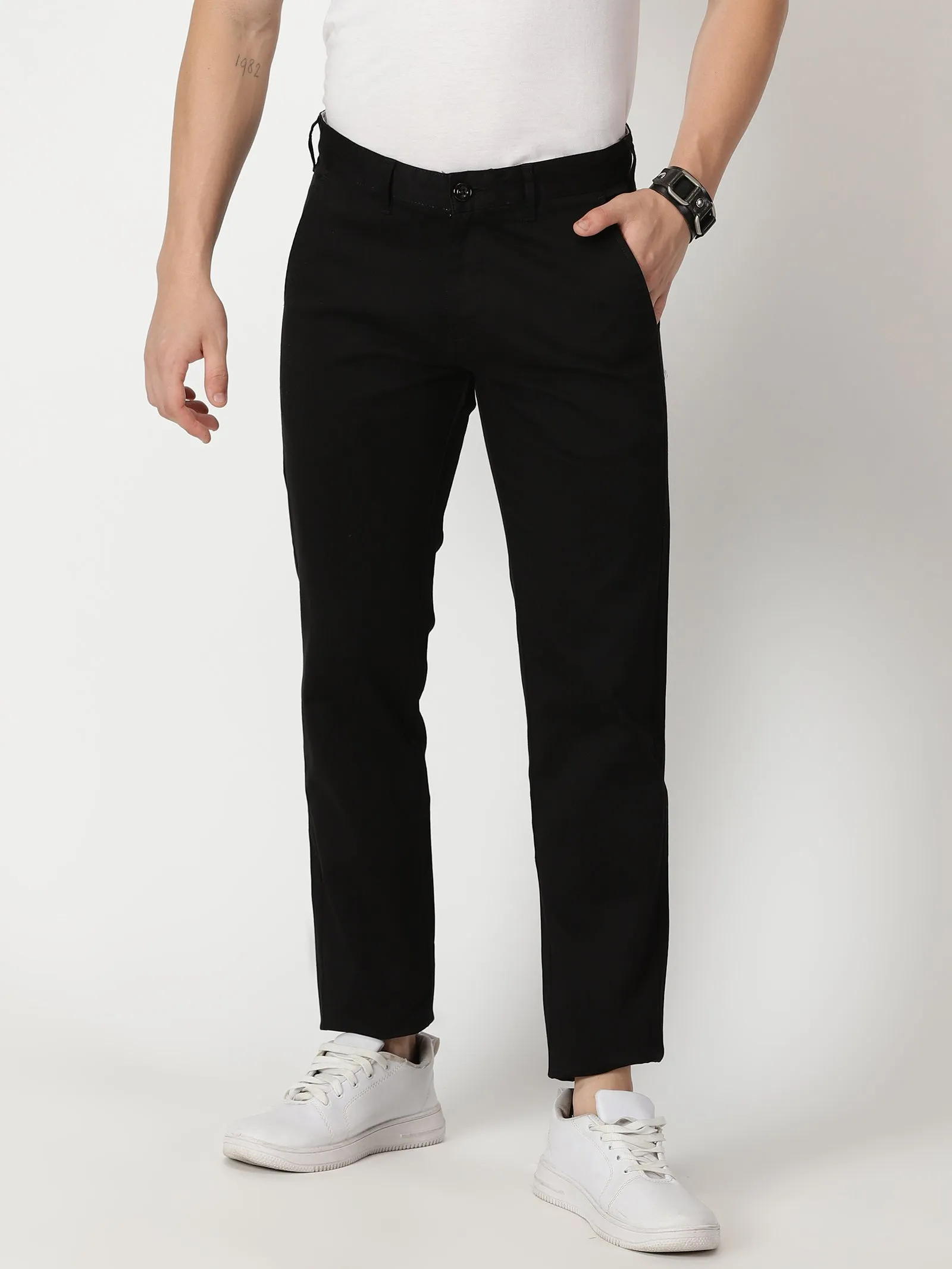 MEN'S BLACK SOLID JASON FIT TROUSER