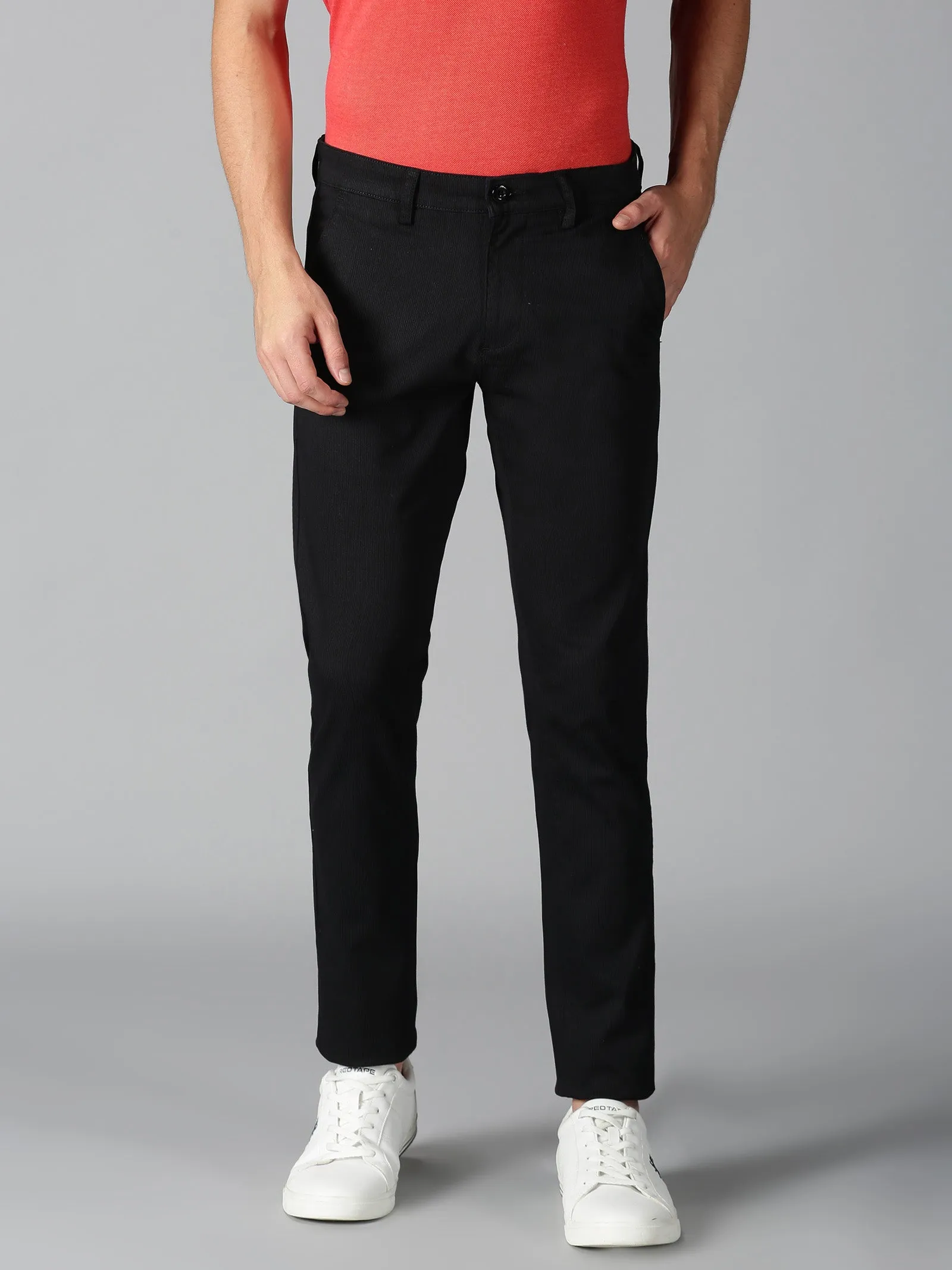 MEN'S BLACK SOLID SLIM FIT TROUSER