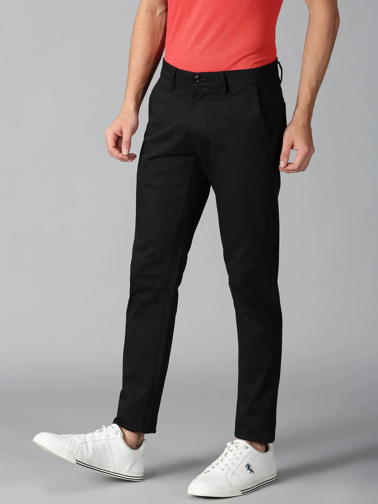 MEN'S BLACK SOLID SLIM FIT TROUSER