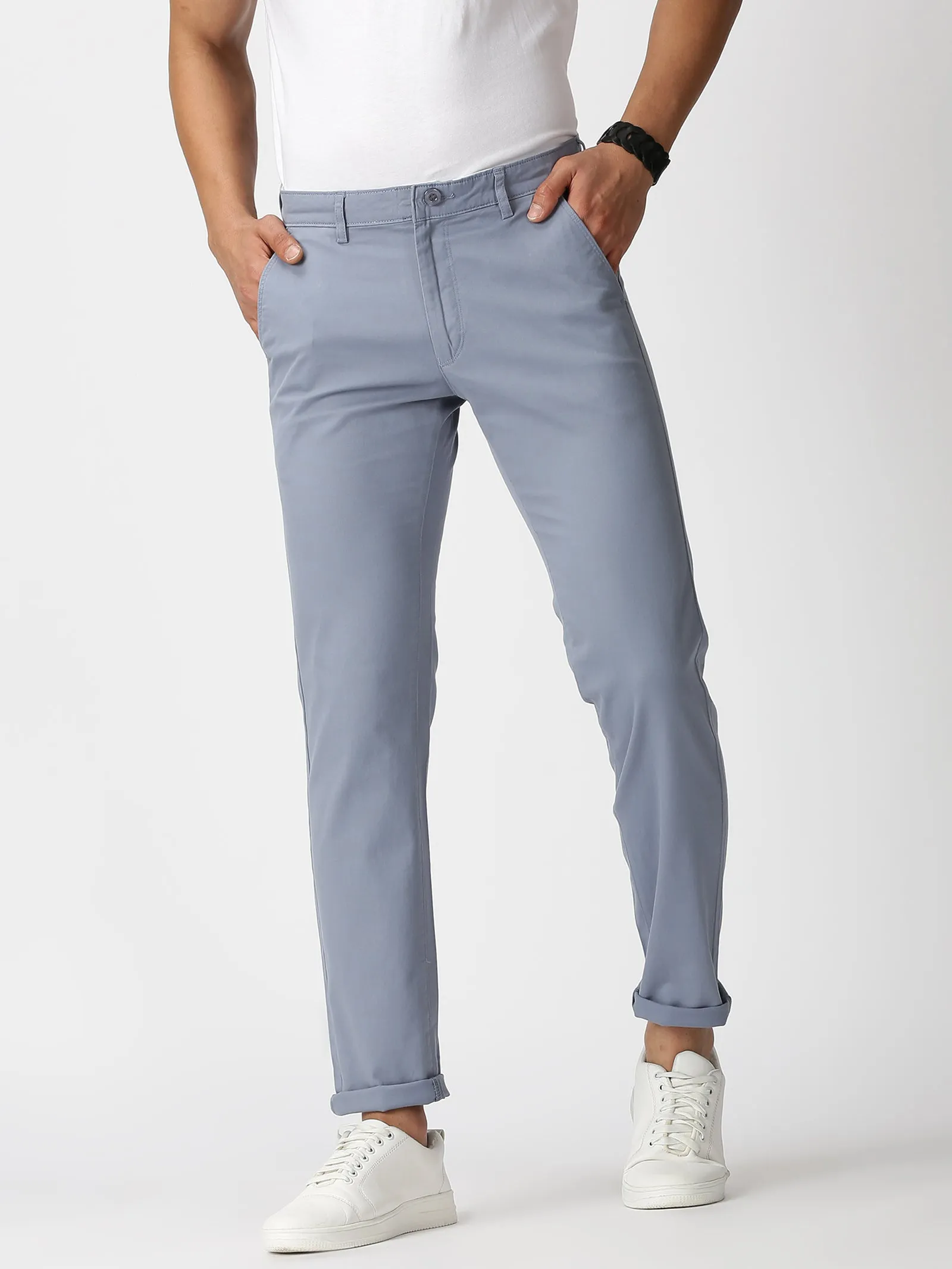 MEN'S BLUE SOLID JASON FIT TROUSER