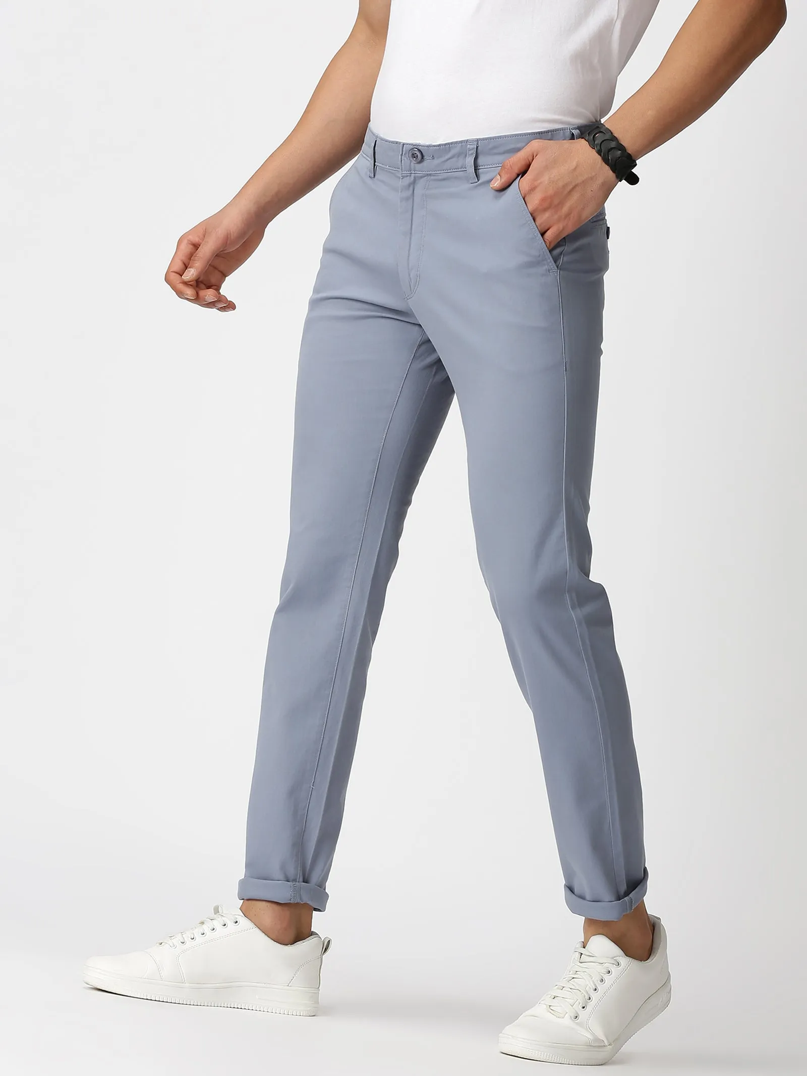 MEN'S BLUE SOLID JASON FIT TROUSER