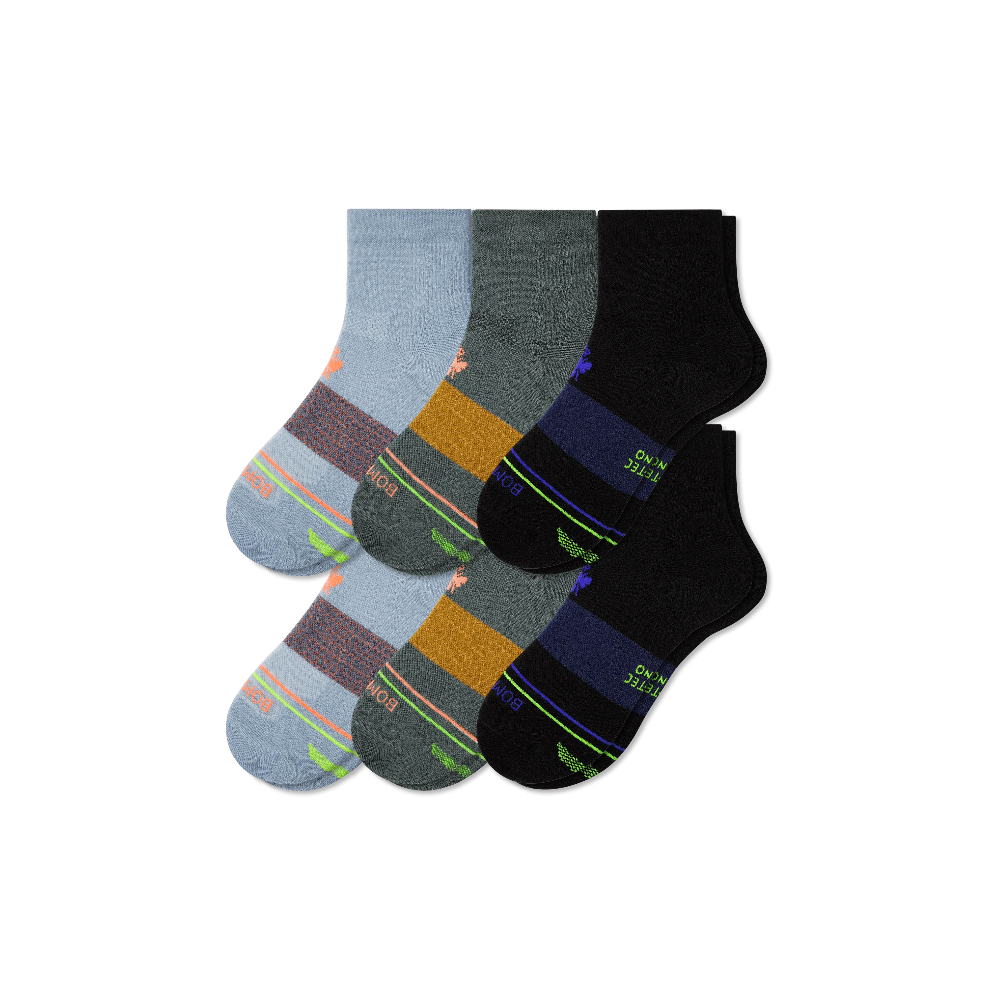 Men's Merino Wool Blend Athletic Quarter Sock 6-Pack