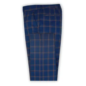 Navy with Chocolate Check Trouser